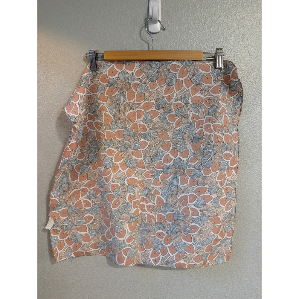 MSI Paris Scarf Womens OS Vintage Leaf Print Terracotta Grey Square Made in USA - Picture 3 of 6